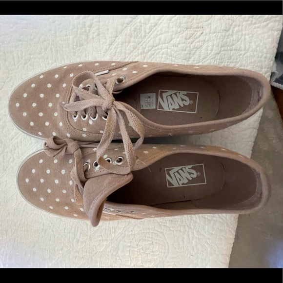 Brand new blush pink polka dot platform suede VANS - Picture 3 of 6